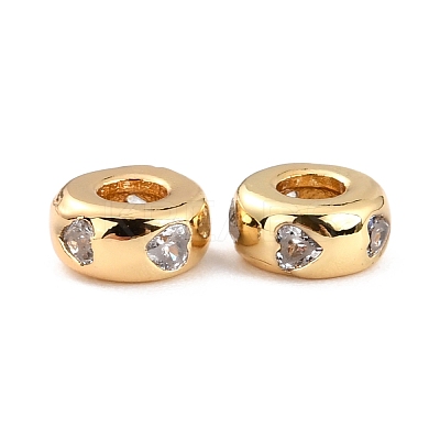 Brass Micro Pave Clear Cubic Zirconia Beads ZIRC-P091-01B-G-RS-1