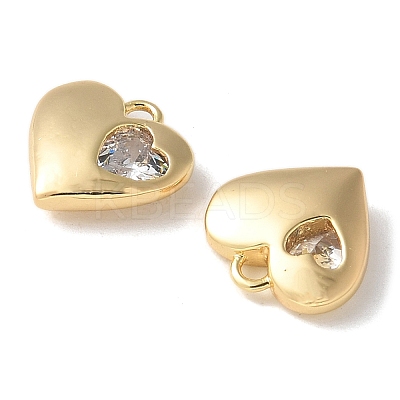 Brass Micro Pave Clear Cubic Zirconia Pendants KK-Q031-44G-01-1
