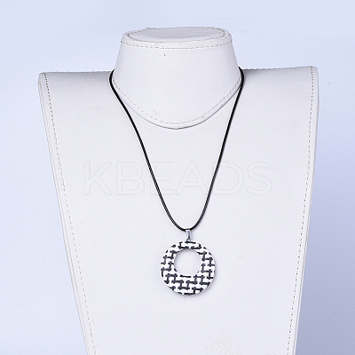 Raffia Woven Pendants Necklaces NJEW-JN02357-1