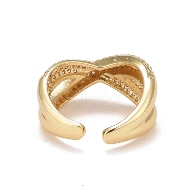 Clear Cubic Zirconia Criss Cross Open Cuff Ring RJEW-G251-05G-1