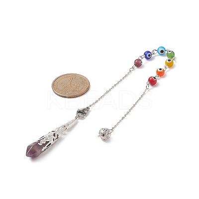 Mixed Natural Gemstone Pointed Drowsing Pendulums PALLOY-JF01991-1