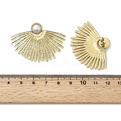 201 Stainless Steel ABS Plastic Pearl Stud Earrings EJEW-Z151-13G-08-1