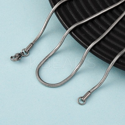 1MM 304 Stainless Steel Round Snake Chain Necklaces NJEW-P338-06P-1