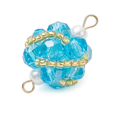 Glass Beaded Round Sphere Links PALLOY-MZ00874-04-1
