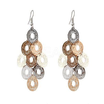 430 Stainless Steel Oval Dangle Earrings EJEW-A137-13M-1