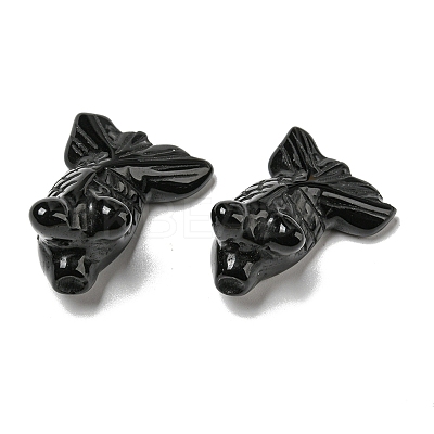 Natural Obsidian Carved Healing Goldfish Figurines DJEW-D012-08K-1