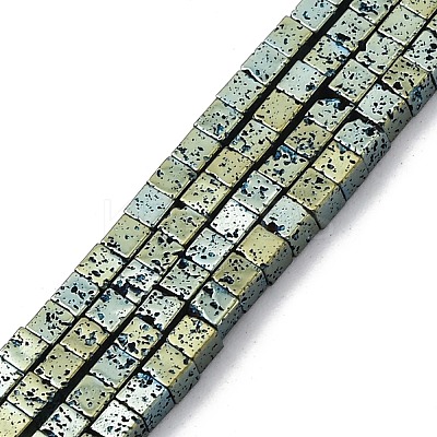 Electroplated Natural Lava Rock Beads Strands G-A256-B01-01B-1