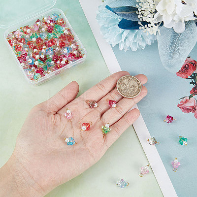 120Pcs 6 Colors Electroplate Glass Charms GLAA-SC0001-70-1