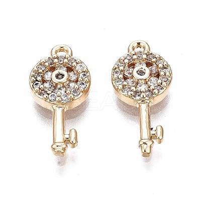 Brass Micro Pave Clear Cubic Zirconia Charms KK-Q764-012-1