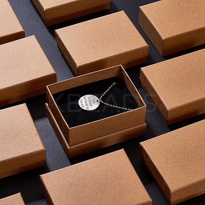 Kraft Cotton Filled Cardboard Paper Jewelry Set Boxes CBOX-R036-11A-1
