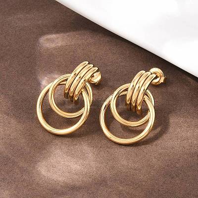 304 Stainless Steel Twist Ring Stud Earrings EJEW-P324-06G-1