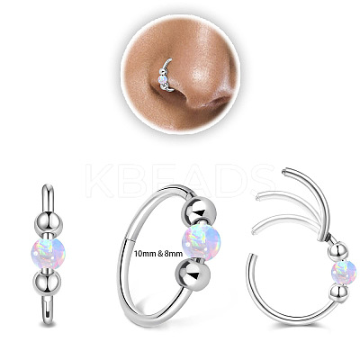 316L Surgical Stainless Steel & Cat Eye Ball Hoop Nose Rings WG275C7-04-1