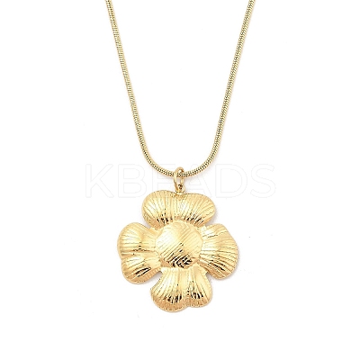 304 Stainless Steel Flower Pendant Round Snake Chain Necklaces NJEW-H044-07G-1