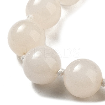 14mm Round Natural White Jade Beaded Necklaces NJEW-F327-02C-05-1