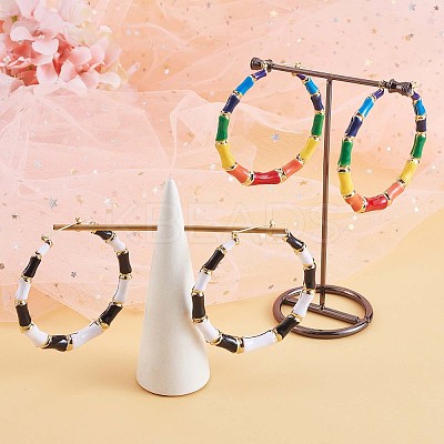 Enamel Bamboo Big Hoop Earrings JE976A-1
