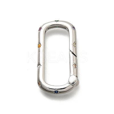 Brass Micro Pave Cubic Zirconia Spring Gate Rings KK-Z093-01P-1