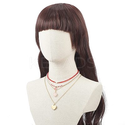 4Pcs 4 Style Natural Rose Quartz & 304 Stainless Steel & Alloy Enamel Pendant Necklaces Set NJEW-JN04069-1