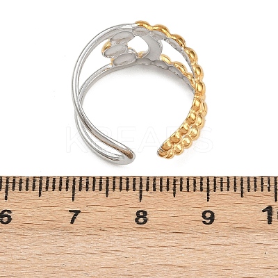 Adjustable 304 Stainless Steel Cuff Rings for Women LS-RJEW-B135-01GP-10-1