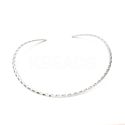 Non-Tarnish 304 Stainless Steel Rhombus Textured Wire Necklace Making MAK-L015-02P-1