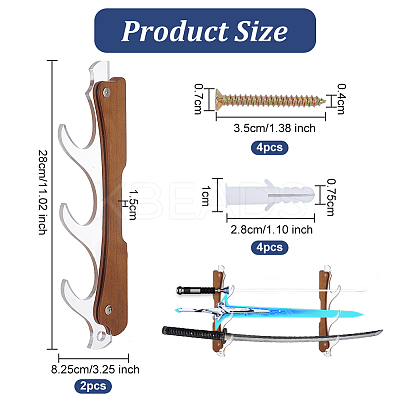 3-Tier Acrylic Sword Katana Holder Stands ODIS-WH0017-109A-1