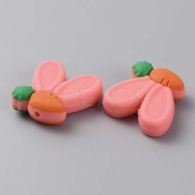 Rabbit Ears with Carrot Food Grade Eco-Friendly Silicone Focal Beads SIL-SZC0003-05C-1