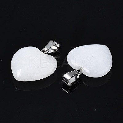 Heart Natural White Jade Pendants LS-X-G-Q438-01-1