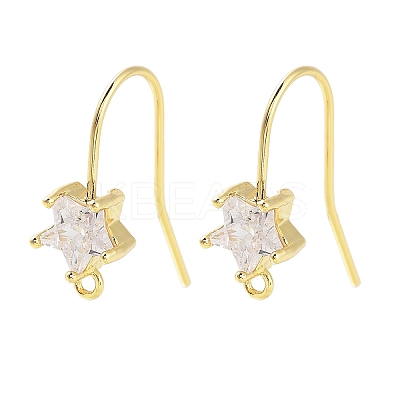 Brass Micro Pave Cubic Zirconia Earrings Findings EJEW-B063-05G-03-1