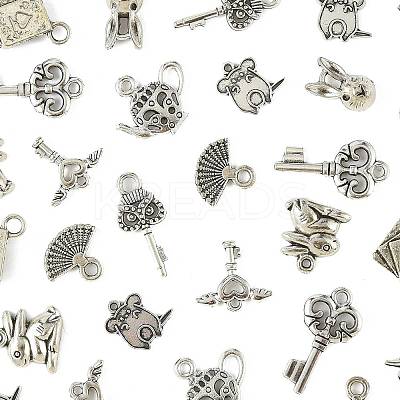 40Pcs 10 Styles Tibetan Style Zinc Alloy Bunny Pendants TIBEP-FS0001-48-1