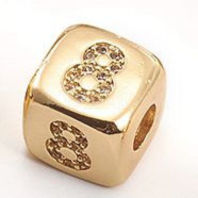 Brass Micro Pave Cubic Zirconia Beads ZIRC-L091-021G-08-1