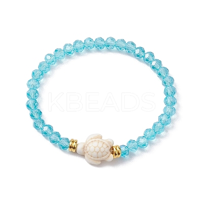 5Pcs 5 Colors Faceted Rondelle Glass Breaded Stretch Bracelets BJEW-JB10259-02-1