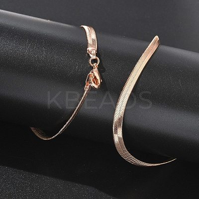 4mm Rack Plating Brass Herringbone Chain Necklaces for Women Men MAK-L044-17RG-1