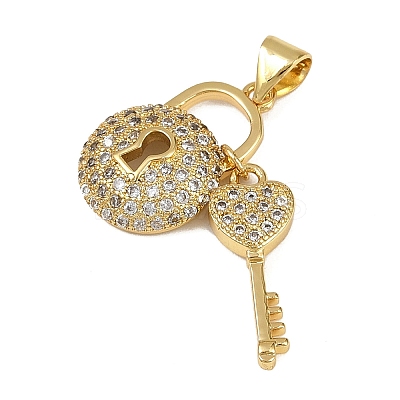 Brass Micro Pave Cubic Zirconia Pendants KK-I358-028G-1