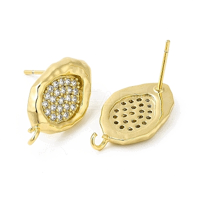 Brass Micro Pave Cubic Zirconia Stud Earring Findings KK-H440-03G-1