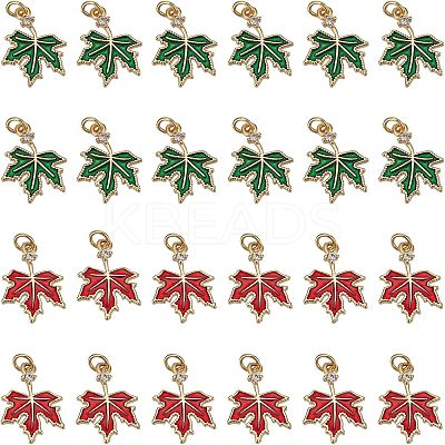 24Pcs 2 Colors Brass Cubic Zirconia Charms KK-FH0004-25-1