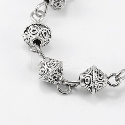 Handmade Tibetan Style Alloy Bicone Beads Chains for Necklaces Bracelets Making AJEW-JB00081-01-1