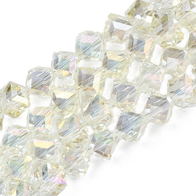 Electroplate Transparent Glass Beads Strands EGLA-N002-29-C04-1