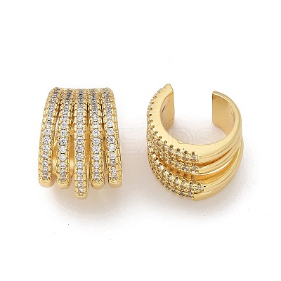 Clear Cubic Zirconia Multi Line Thick Cuff Earrings EJEW-R150-04G-1