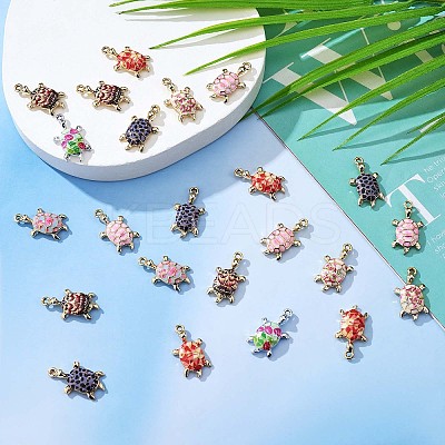 28 Pieces Mixed Colors Turtle Charms Pendant Alloy Turtle Charm Ocean Animal Pendant for Jewelry Necklace Earring Making Crafts JX424A-1