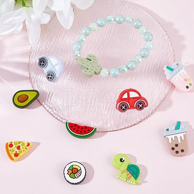 12Pcs 12 Style Food Grade Eco-Friendly Silicone Focal Beads SIL-SC0001-17-1