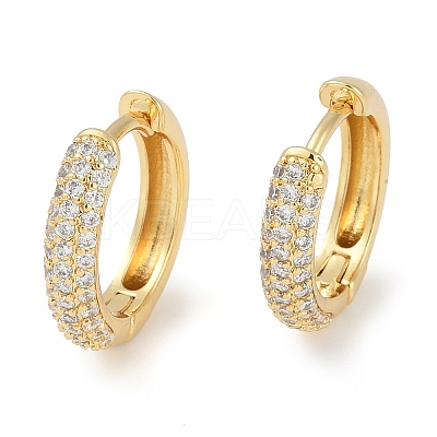 Rack Plating Ring Brass Micro Pave Cubic Zirconia Hoop Earrings EJEW-Z059-12G-1