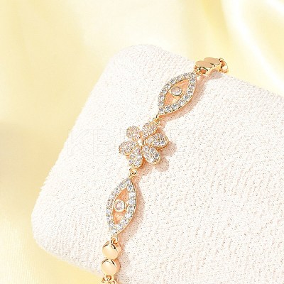 Brass Micro Pave Cubic Zirconia Link Chain Bracelets KK-R217-41G-1