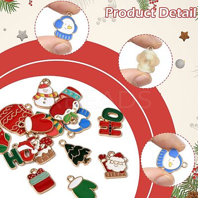 15Pcs 15 Styles Christmas Theme Alloy Enamel Pendants ENAM-FS0003-97-1