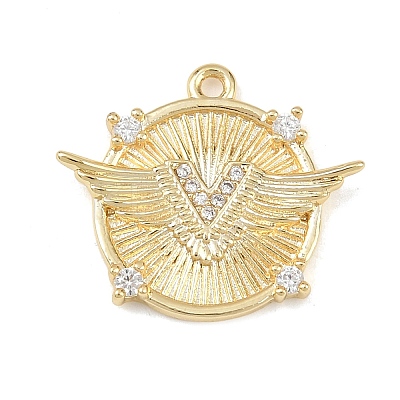 Brass Micro Pave Clear Cubic Zirconia Pendants KK-G545-02G-1