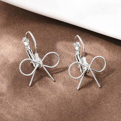 Bowknot Brass Leverback Earrings EJEW-A150-04A-P-1