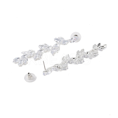 Brass Micro Pave Cubic Zirconia Stud Earrings EJEW-B046-16P-1