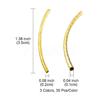 90Pcs 3 Colors Brass Tube Beads KK-YW0002-03-1