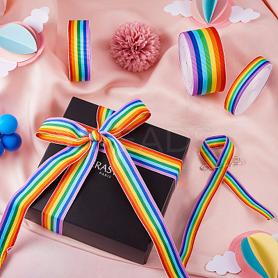 30M 3 Colors Rainbow Color Polyester Stripe Ribbons OCOR-TA0001-77-1