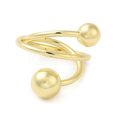Rack Plating Brass Round Ball Cuff Rings RJEW-D015-02G-1