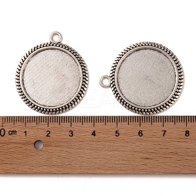 Tibetan Style Alloy Flat Round Pendant Cabochon Settings X-TIBEP-M022-54AS-1