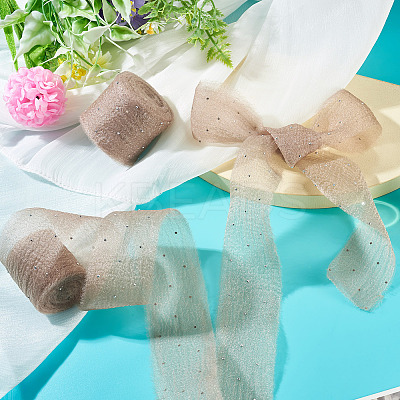 2Rolls Polyester Hot-fix Rhinestone Raw Edges Ribbon OCOR-TA0003-95G-1